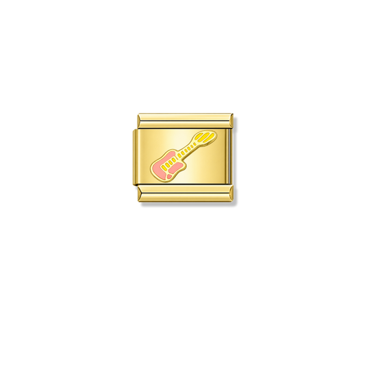 Pink Electric Guitar – gold Italian charm by Italycharm