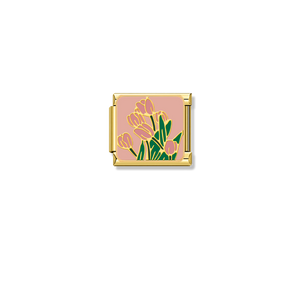 Pink Garden Tulips - Gold Charm