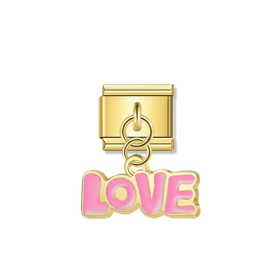 Pink Love – gold Italian pendant charm by Italycharm