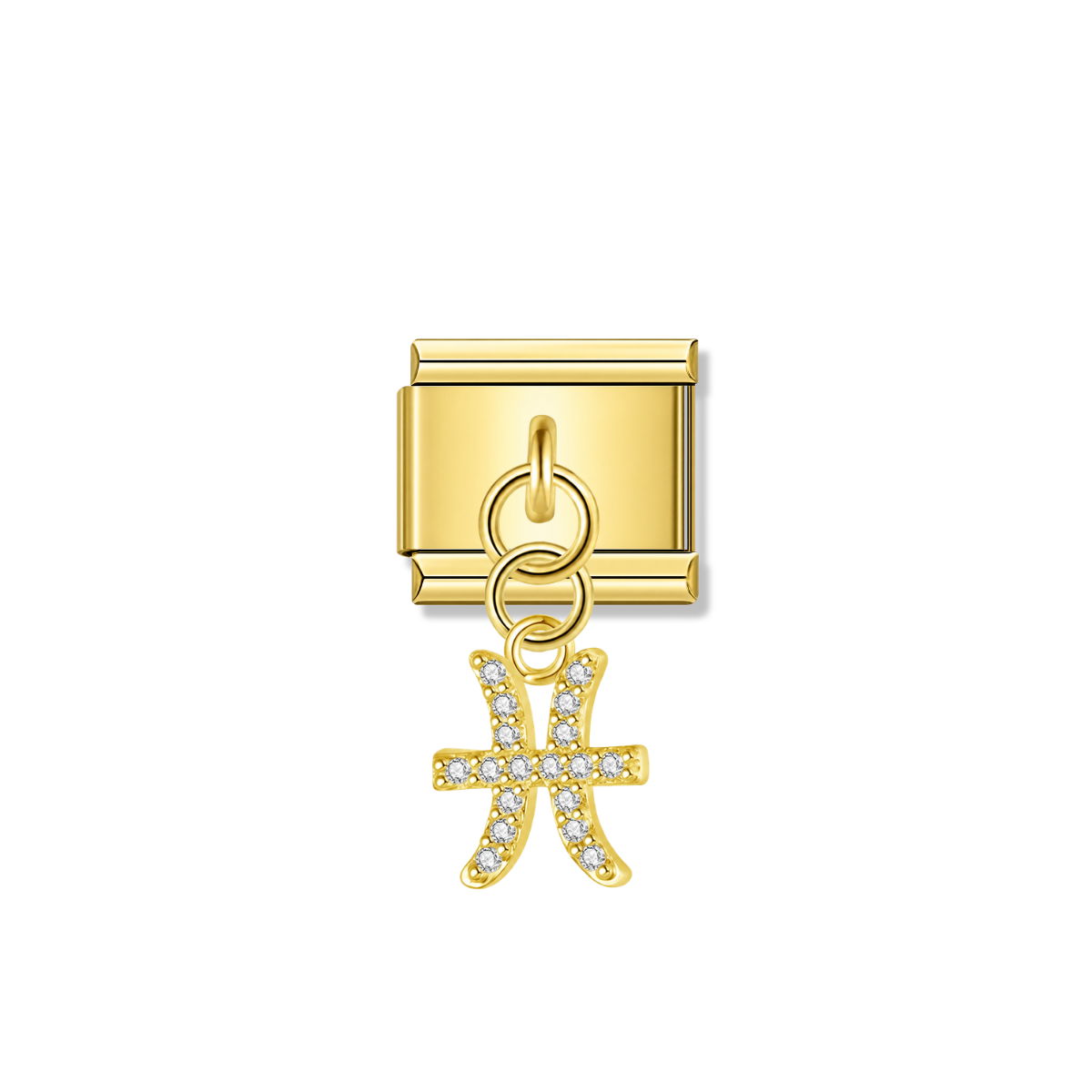 Pisces with CZ – Gold Italian Pendant Charm – Italian charm by Italycharm