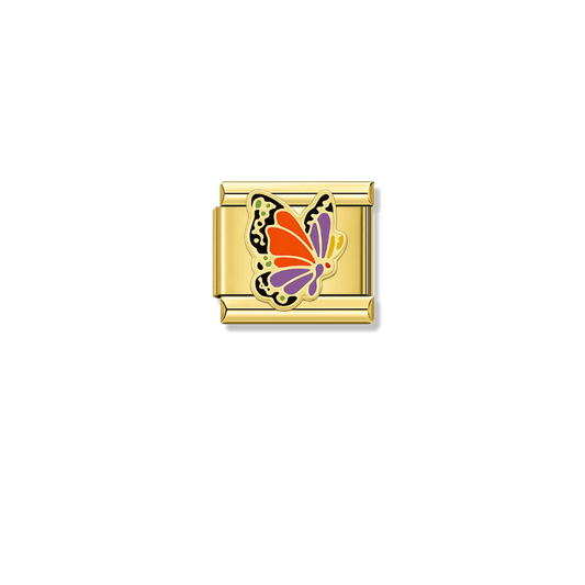 Purple Orange Butterfly – gold Italian charm by Italycharm