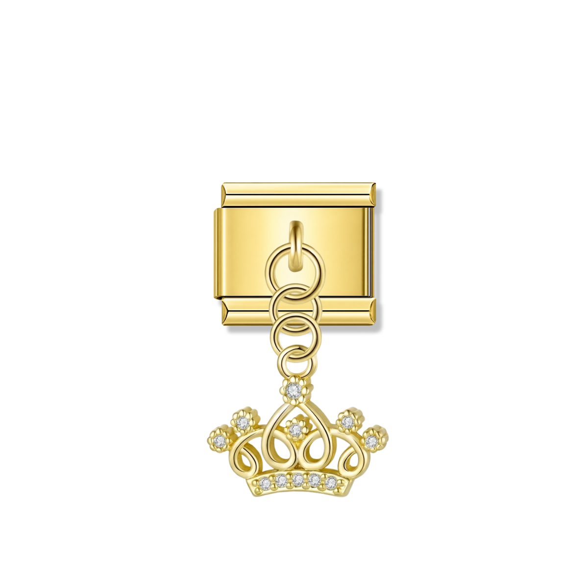 Queen's Crown with CZ – gold Italian pendant charm by Italycharm