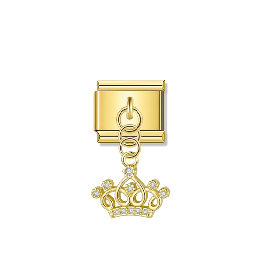 Queen's Crown with CZ – gold Italian pendant charm by Italycharm