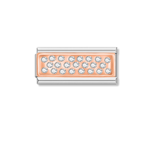 Rosé Glow Crystal – silver Italian bar charm by Italycharm