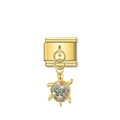 Rainbow CZ Turtle – Gold Italian Pendant Charm