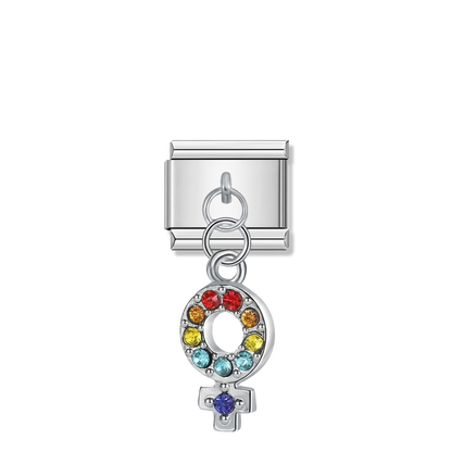 Rainbow Feminine – silver Italian pendant charm by Italycharm