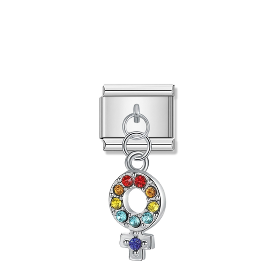 Rainbow Feminine – silver Italian pendant charm by Italycharm