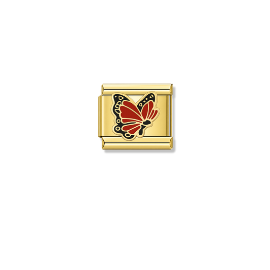 Red Butterfly – gold Italian charm by Italycharm