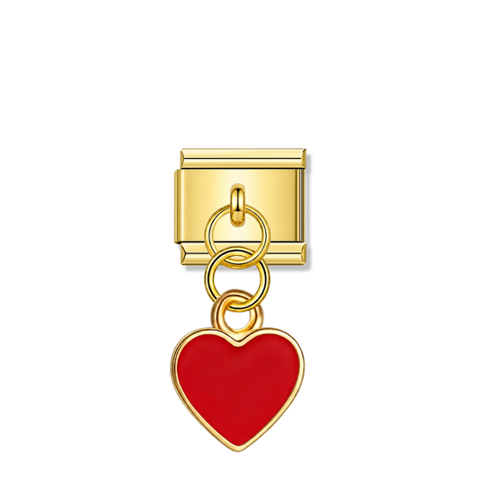 Red Heart – gold Italian pendant charm by Italycharm