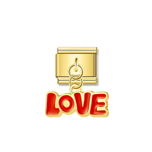 Red Love – gold Italian pendant charm by Italycharm