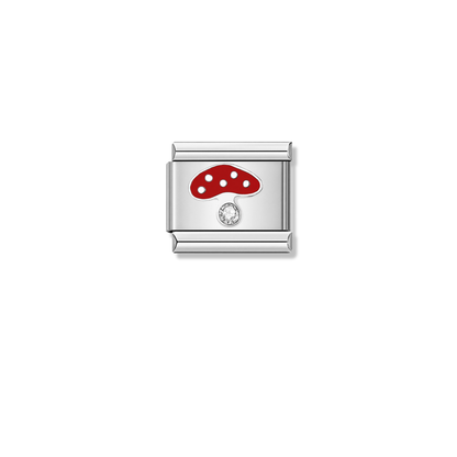 Red Mushrooms with Stone – silver Italian charm by Italycharm