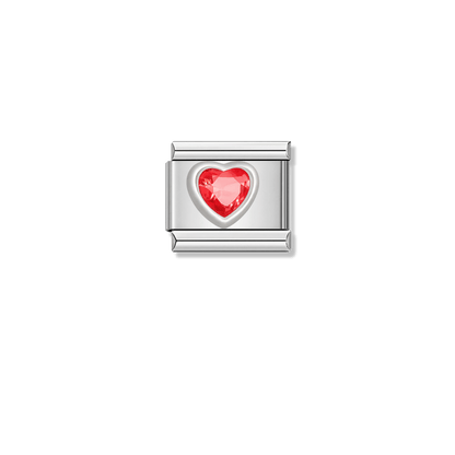 Red Resin Heart – silver Italian charm by Italycharm