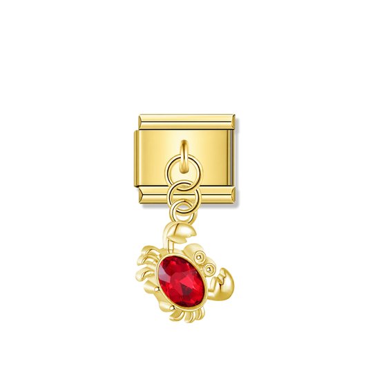 Red Ruby Crab – gold Italian pendant charm by Italycharm