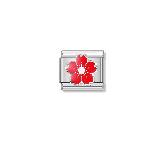 Red Sakura – silver Italian charm by Italycharm