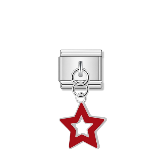Red Star – silver Italian pendant charm by Italycharm