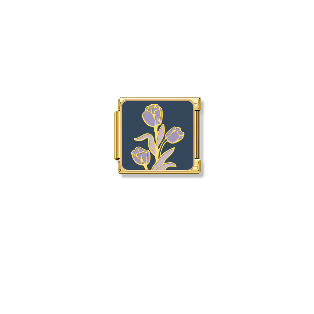 Regal Purple Tulips – gold Italian charm by Italycharm
