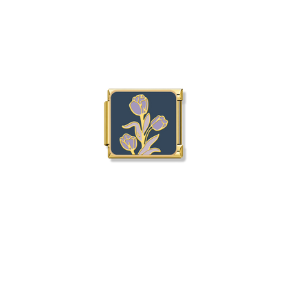 Regal Purple Tulips – gold Italian charm by Italycharm
