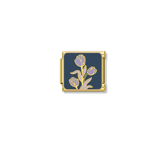 Regal Purple Tulips – gold Italian charm by Italycharm