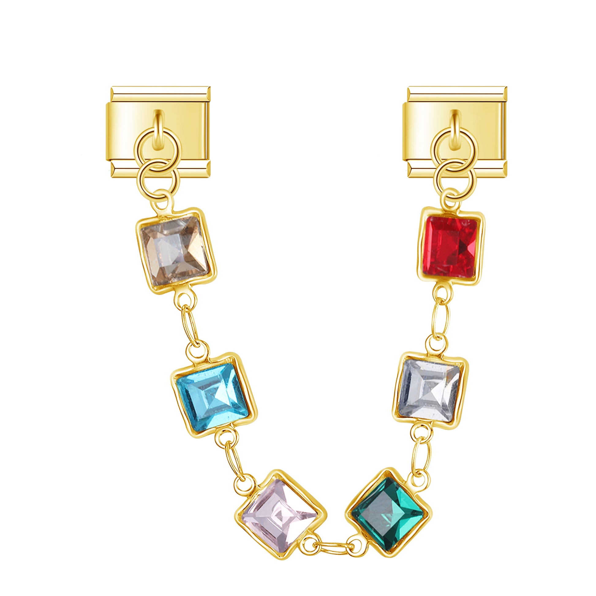Retro Cubes with CZ – Gold Chain Charm