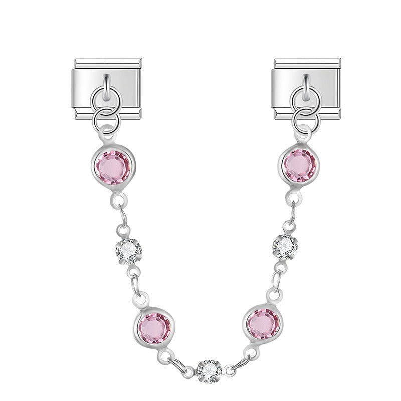 Rose Quartz Valeria With CZ - Silver Chain Charm