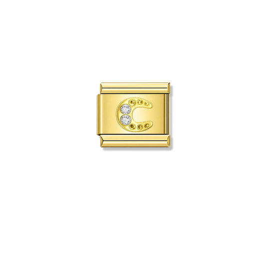 Royal Horseshoe with CZ – gold Italian charm by Italycharm
