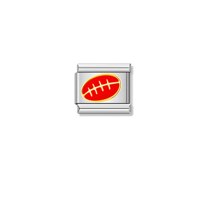Rugby Ball – silver Italian charm by Italycharm