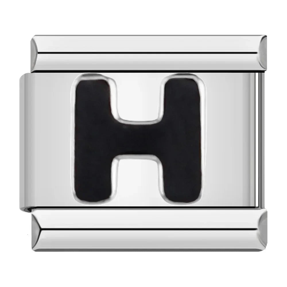 Black Letter H - Silver Charm - Charmris