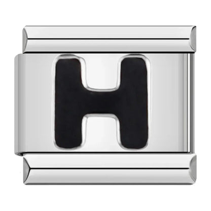 Black Letter H - Silver Charm - Charmris