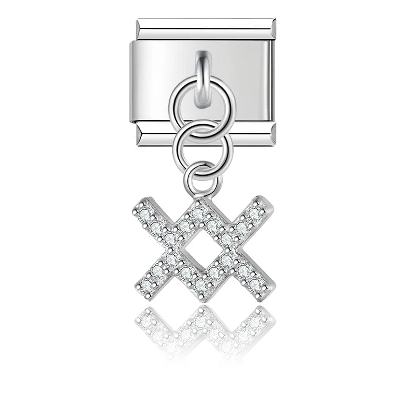 Aquarius with CZ – Silver Italian Pendant Charm - Charmris