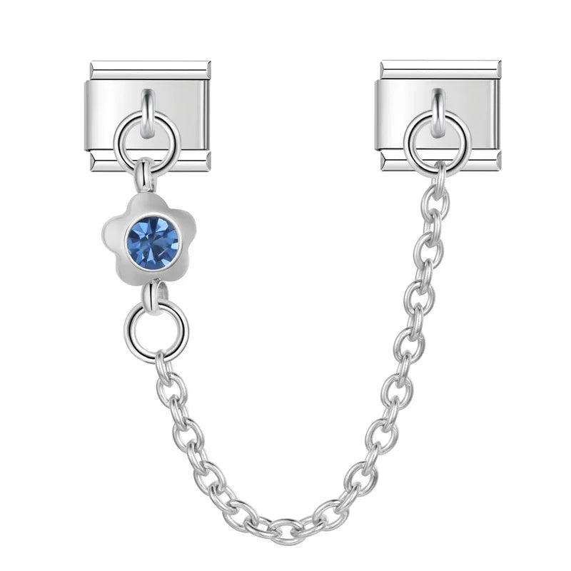 Azure Flower with CZ silver chain charm - Charmris