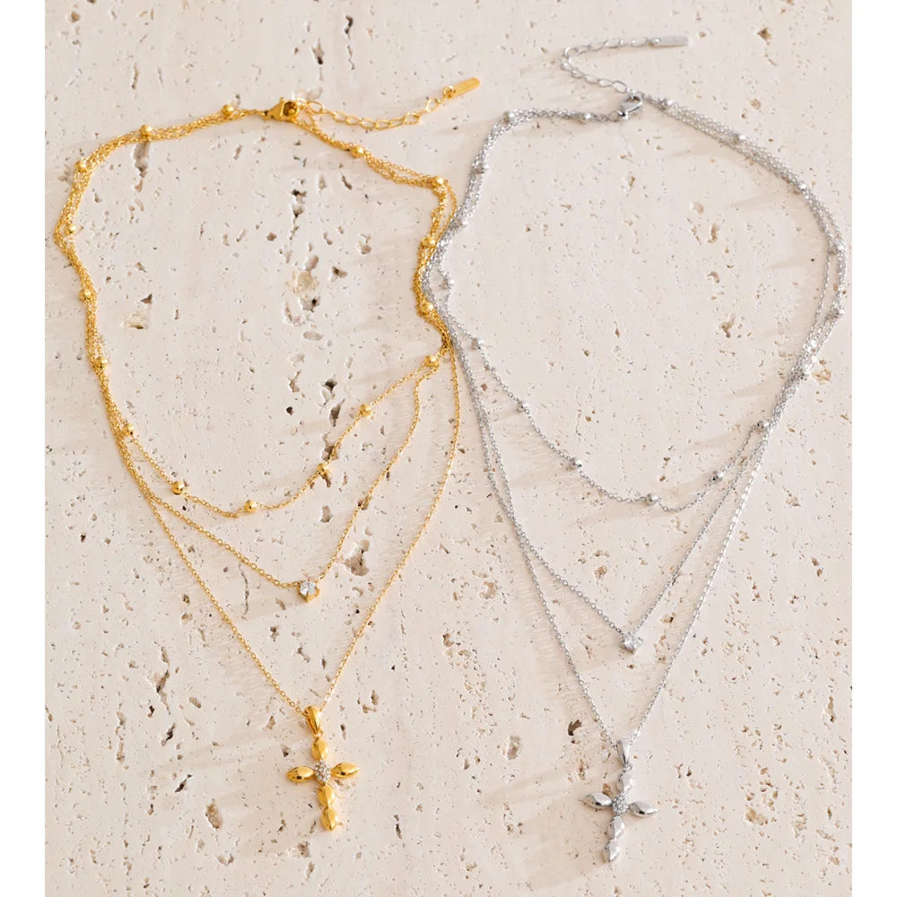 Heirloom Layered Cross Necklace