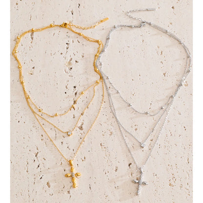 Heirloom Layered Cross Necklace