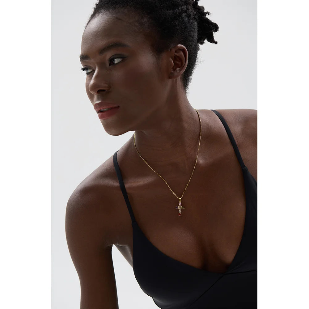 Heirloom Gemstone Cross Pendant Necklace