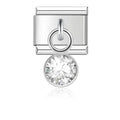 April Birthstone with CZ - Silver Pendant Charm