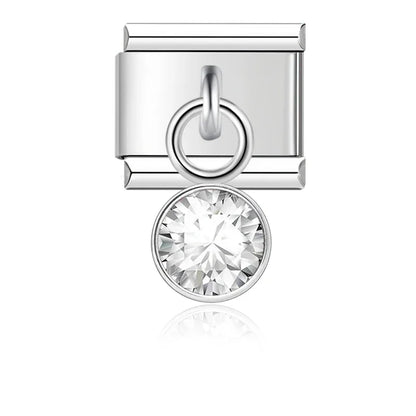 April Birthstone with CZ - Silver Pendant Charm - Charmris