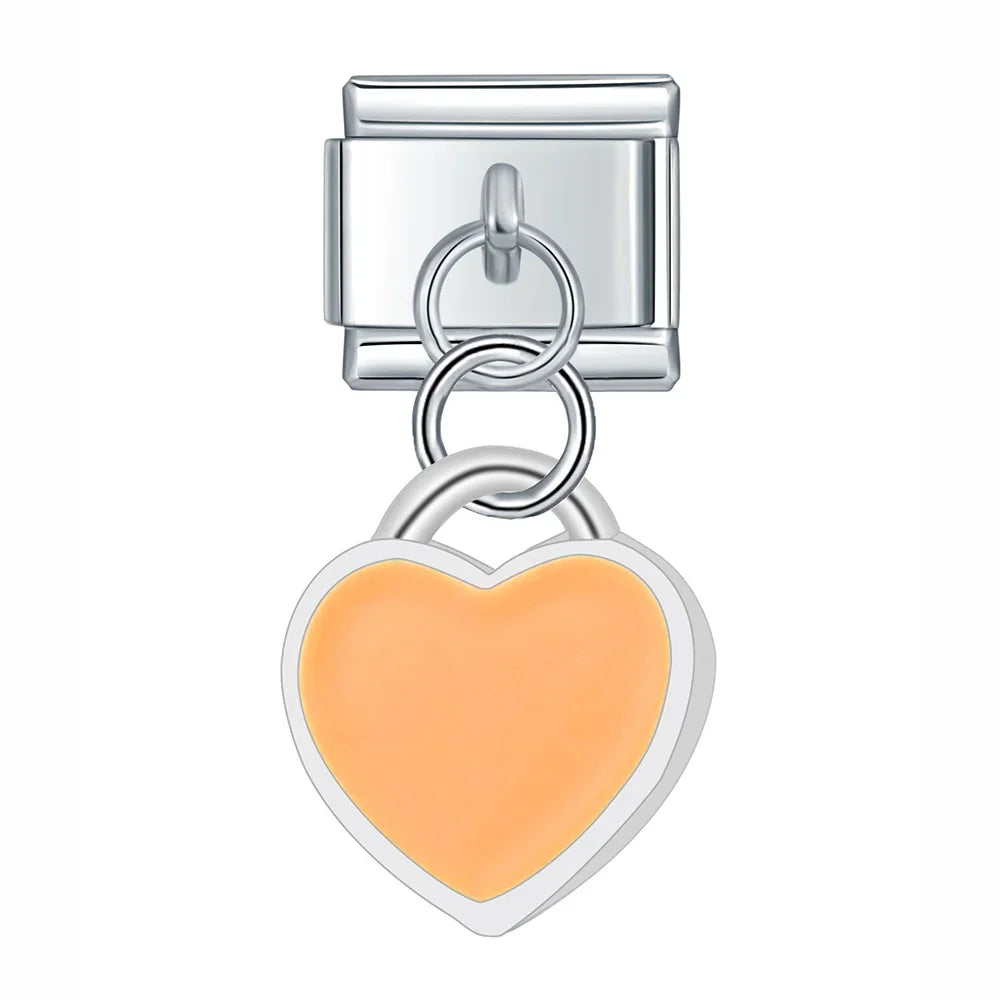 Orange Heart – Silver Italian Pendant Charm - Charmris