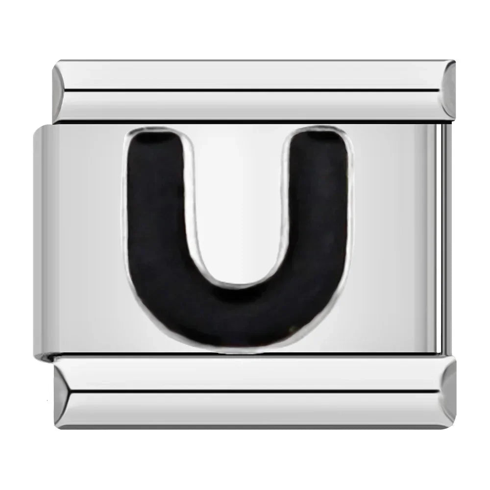 Black Letter U - Silver Charm