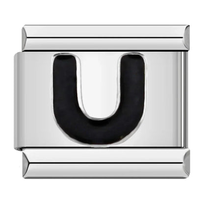 Black Letter U - Silver Charm