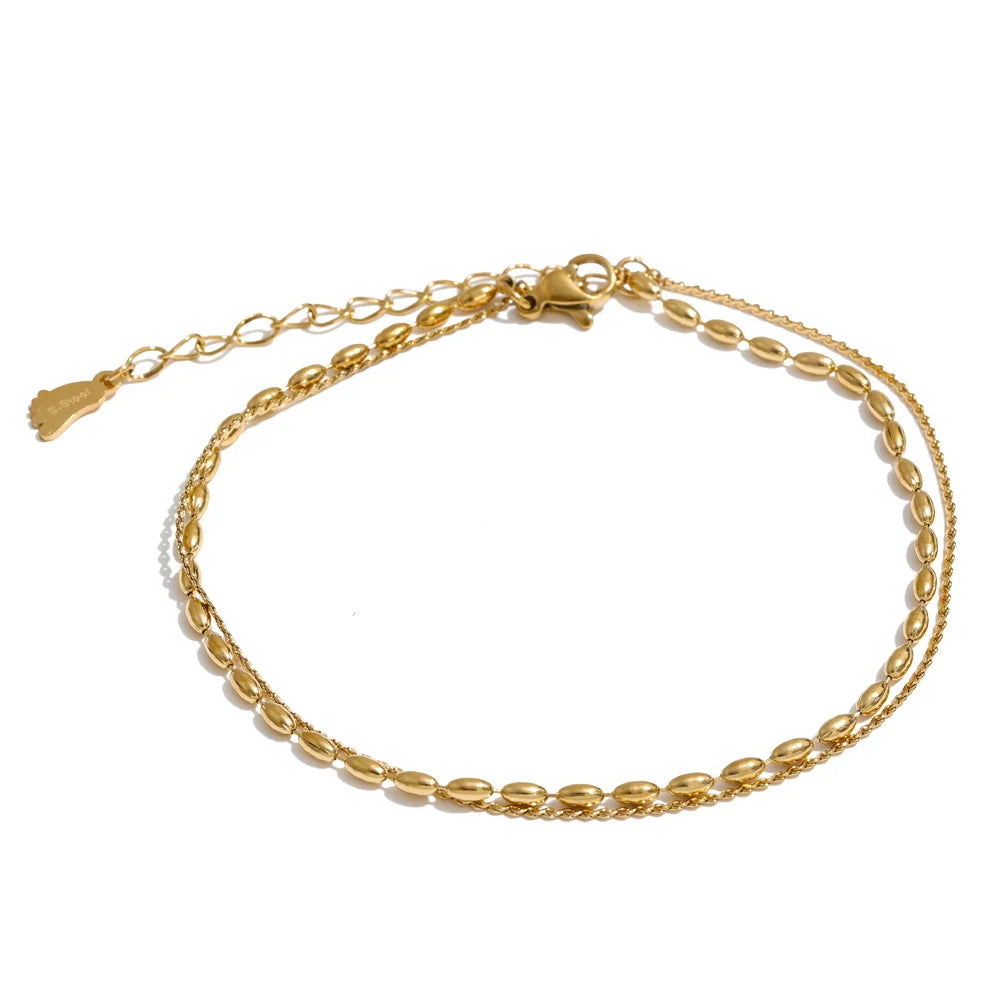 Coastal Double Beaded Anklet