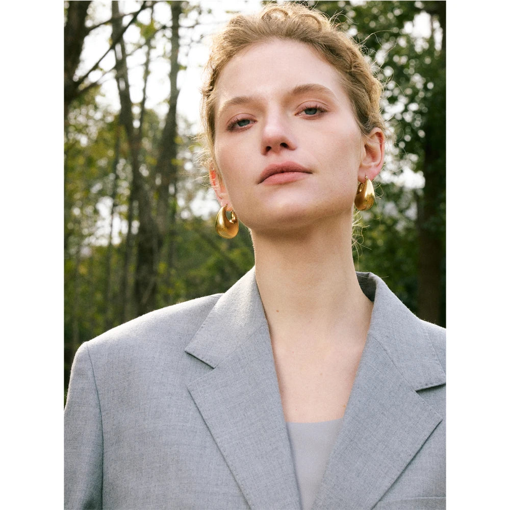 Crescent Chunky Dome Hoop Earrings