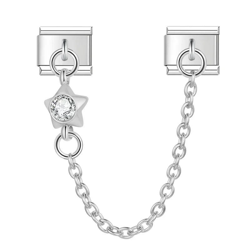 Crystal Star with CZ silver chain charm - Charmris