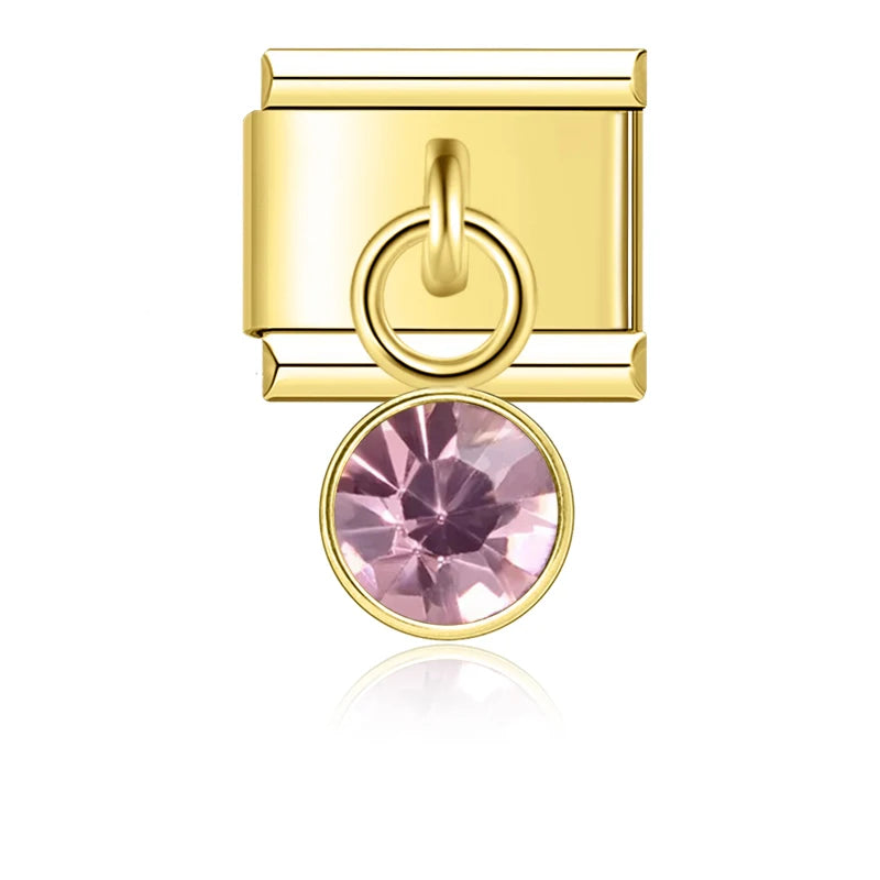February Birthstone with CZ - Gold Pendant Charm