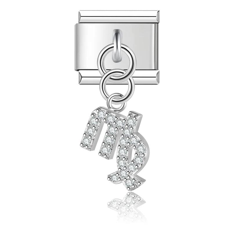 Virgo with CZ – Silver Italian Pendant Charm - Charmris