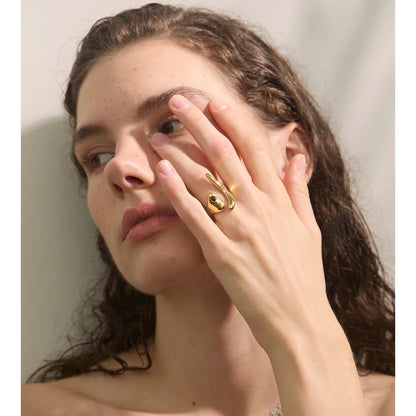 Sculpt Teardrop Open Ring