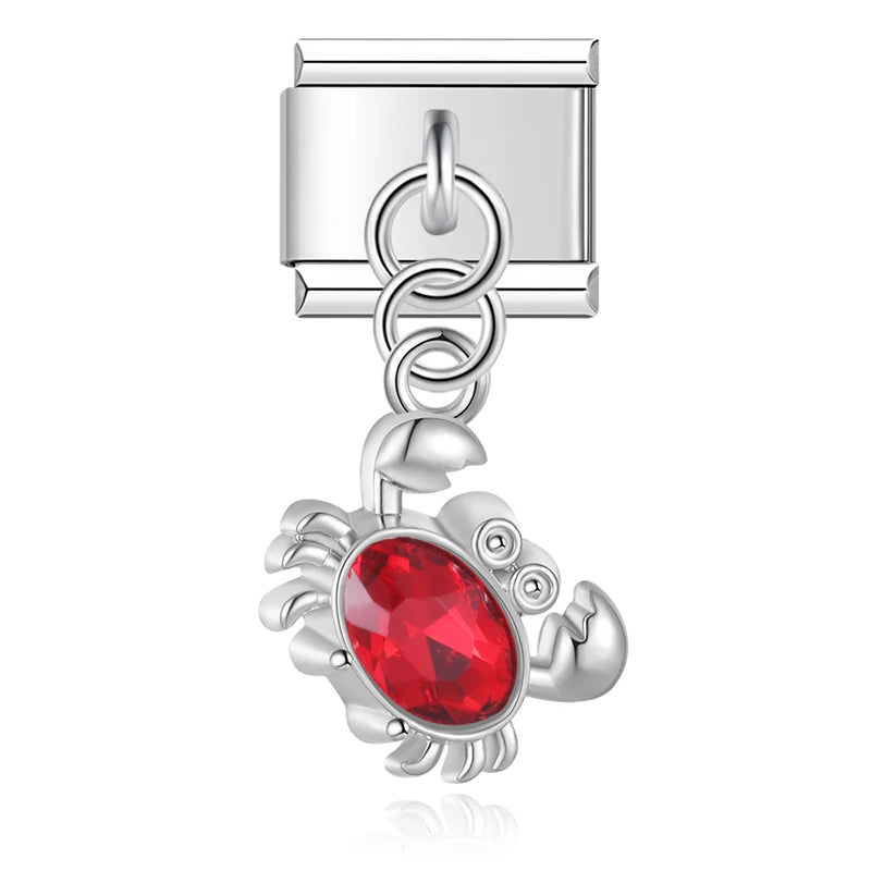 Red Ruby Crab - Silver Pendant Charm - Charmris