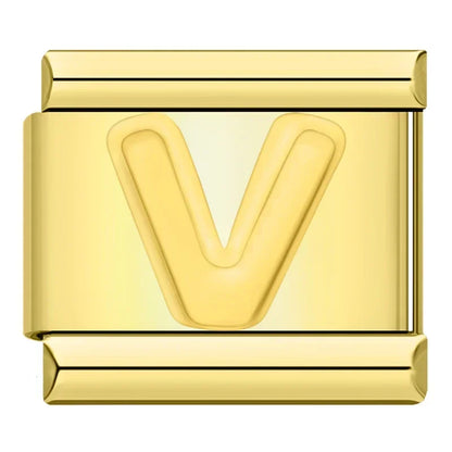 Golden Letter V - Gold Charm - Charmris