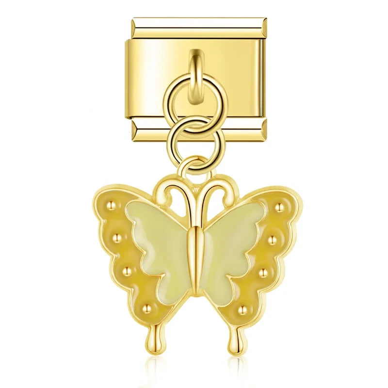 Yellow Butterfly Dream – Gold Pendant Charm - Charmris