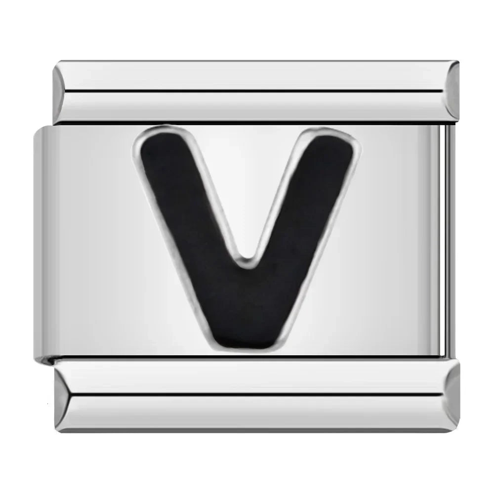 Black Letter V - Silver Charm