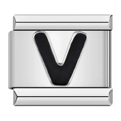 Black Letter V - Silver Charm