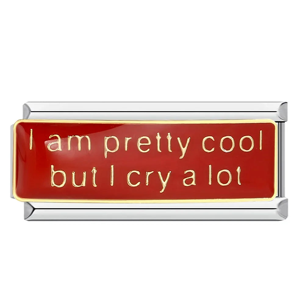 I am pretty cool but I cry a lot - Silver Bar Charm - Charmris